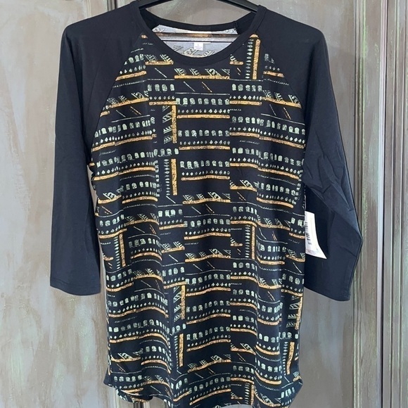 LULAROE black print Randy NWT 3/4 sleeve tee - Picture 1 of 8